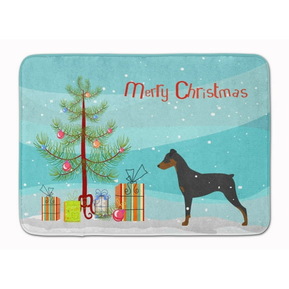German Pinscher Merry Christmas Tree Machine Washable Memory Foam Mat