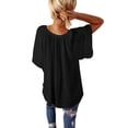 thumbnail image 3 of Gvmfive Women Casual Flared Short Sleeve V Neck Blouse Loose Tops T Shirt, 3 of 4