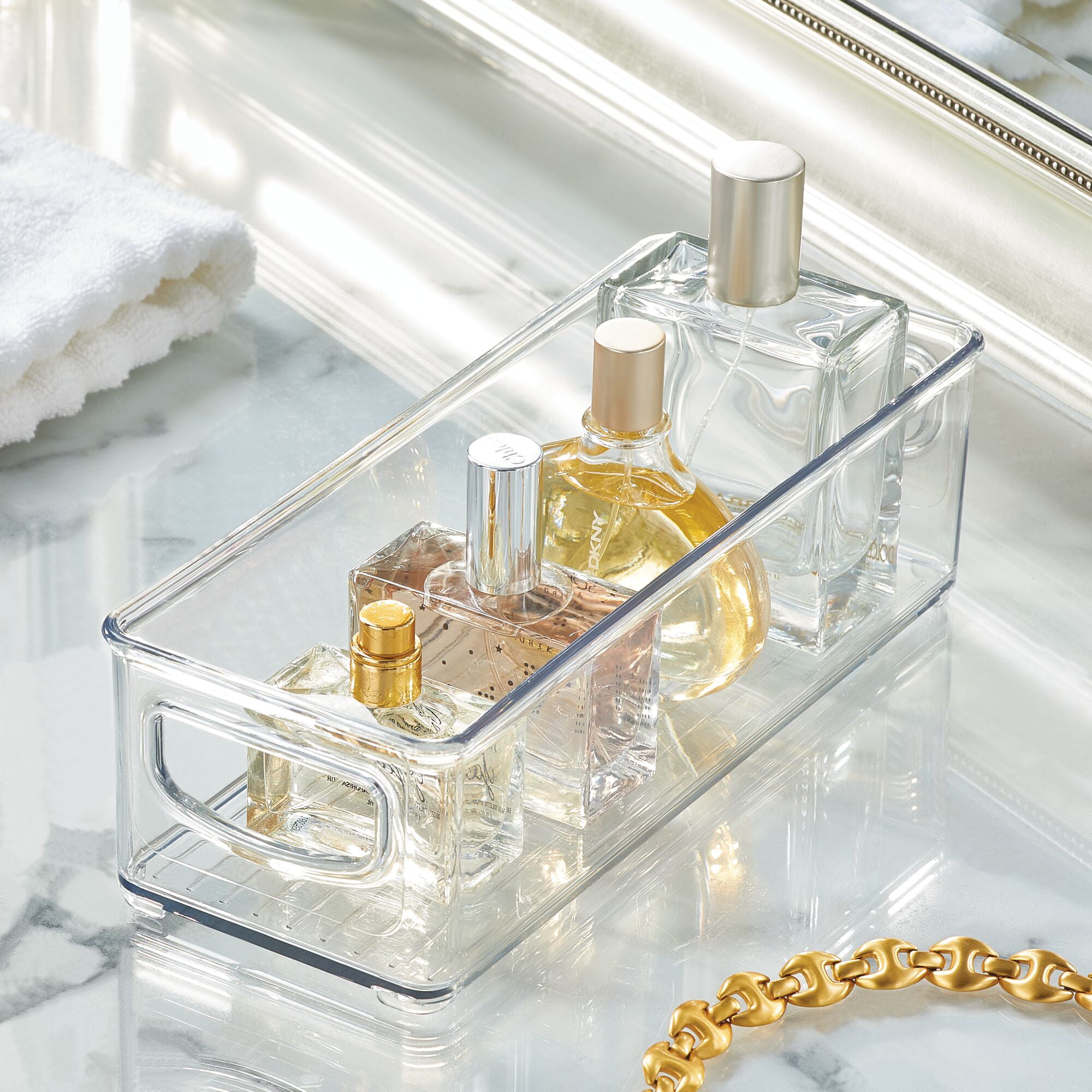 Bathroom Plastic 9 Slot Mixed Cosmetic Organizer Clear - Brightroom™