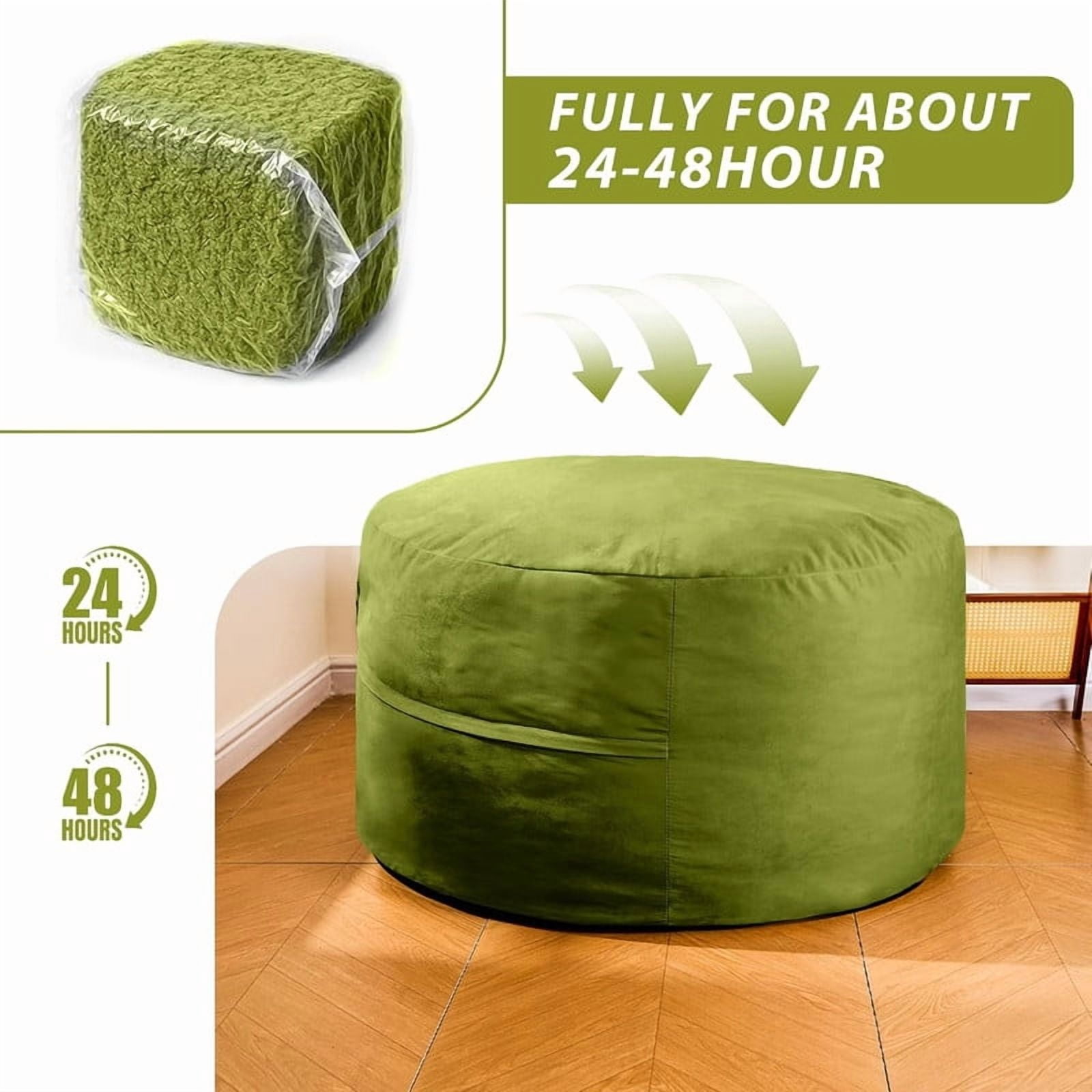 MOOSENG 4FT Bean Bag Chair, Comfy Bean Bag for Adults & Kids, Fluffy Large Bean Bag Sofa with Removable Cover & Side Pocket for Living Room, Gaming, Playroom