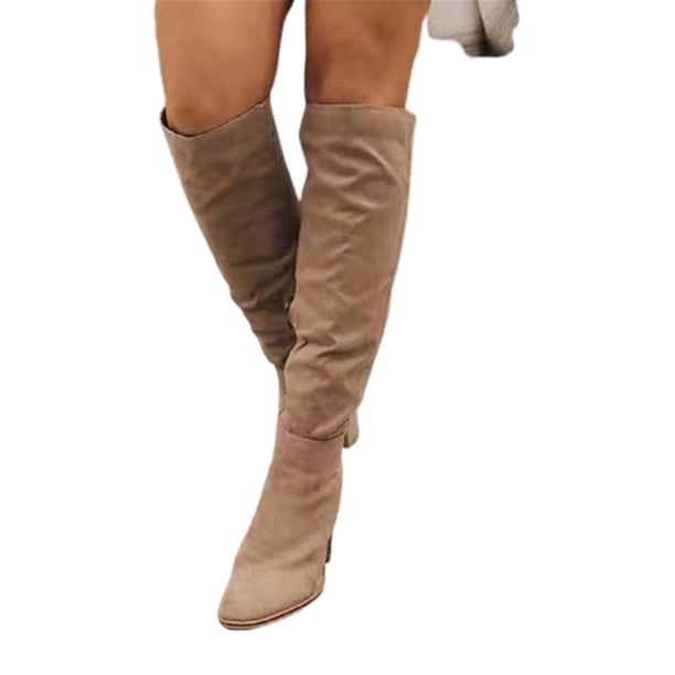 Women Suede Boots for Winter Over Knee Long Boots with Thick Heel Easy to Put on Fashionable