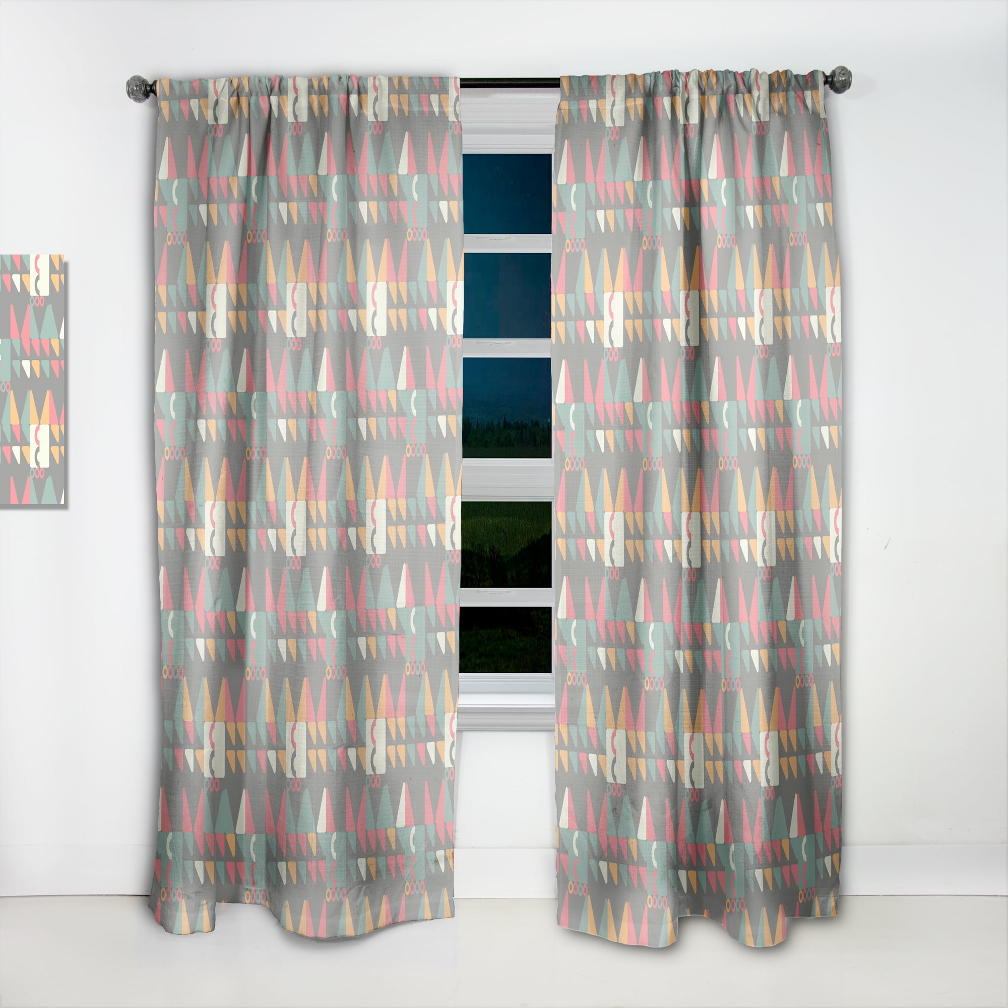Designart 'Abstract Retro Design XVII' Mid-Century Modern Curtain Panel