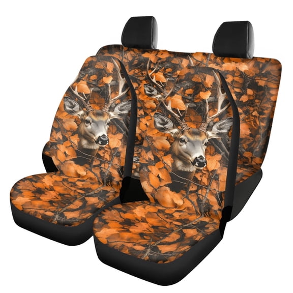 Pzuqiu Deer and Maple Leaf Pattern Car Seat Covers Fashion Seat Protection Cover Easy to Install Interior Air Breath in Summer Fit for Truck Cars
