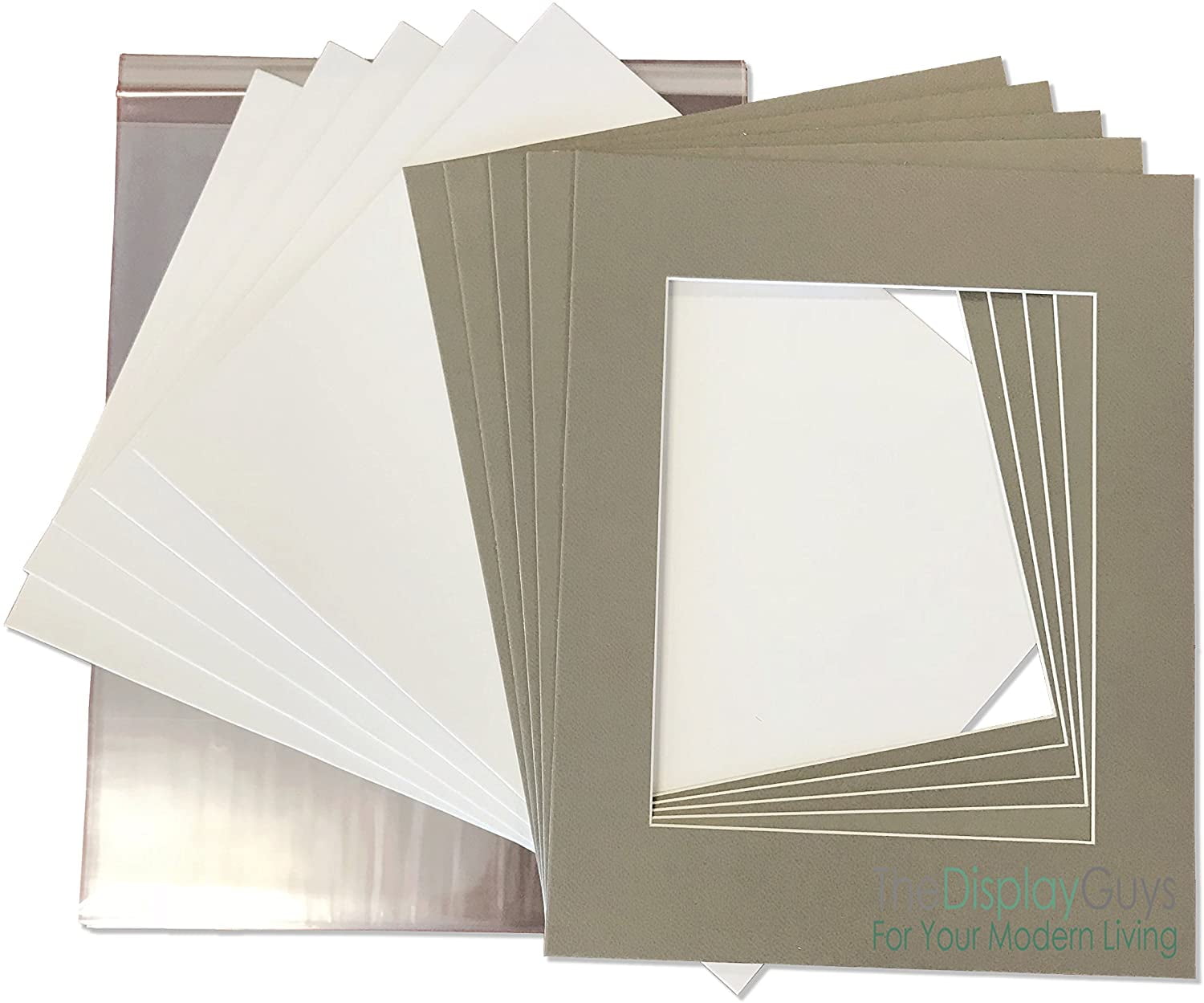 THE DISPLAY GUYS 16x20 Pack of 25 Textured Gray Picture Photo Matting ...