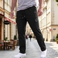 thumbnail image 2 of Nestiefly Mens Cargo Pants Relaxed Fit Chino Elastic Waist Multi Pocket Hiking Work Trousers Black S, 2 of 7