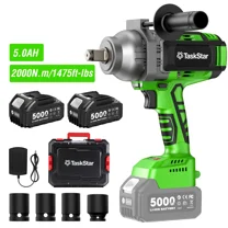 Taskstar 3/4 in. Cordless Impact Wrench 2000Nm, 1475ft-lbs High Torque Brushless Power Electric Impact Gun, 2x 5.0AH Battery