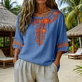 thumbnail image 2 of CONZONE Women's Tshirts 3/4 Sleeve T Shirts for Women Casual Crew Neck Embroidery Lightweight Tees Soft Cozy Tops, 2 of 4