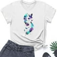 thumbnail image 4 of Tbopshirt Womens Tops,T-Shirts for Women Short Sleeve,Summer Tops Round Neck Feather Printed,S-XXXL,Plus Size Tshirts, 4 of 4