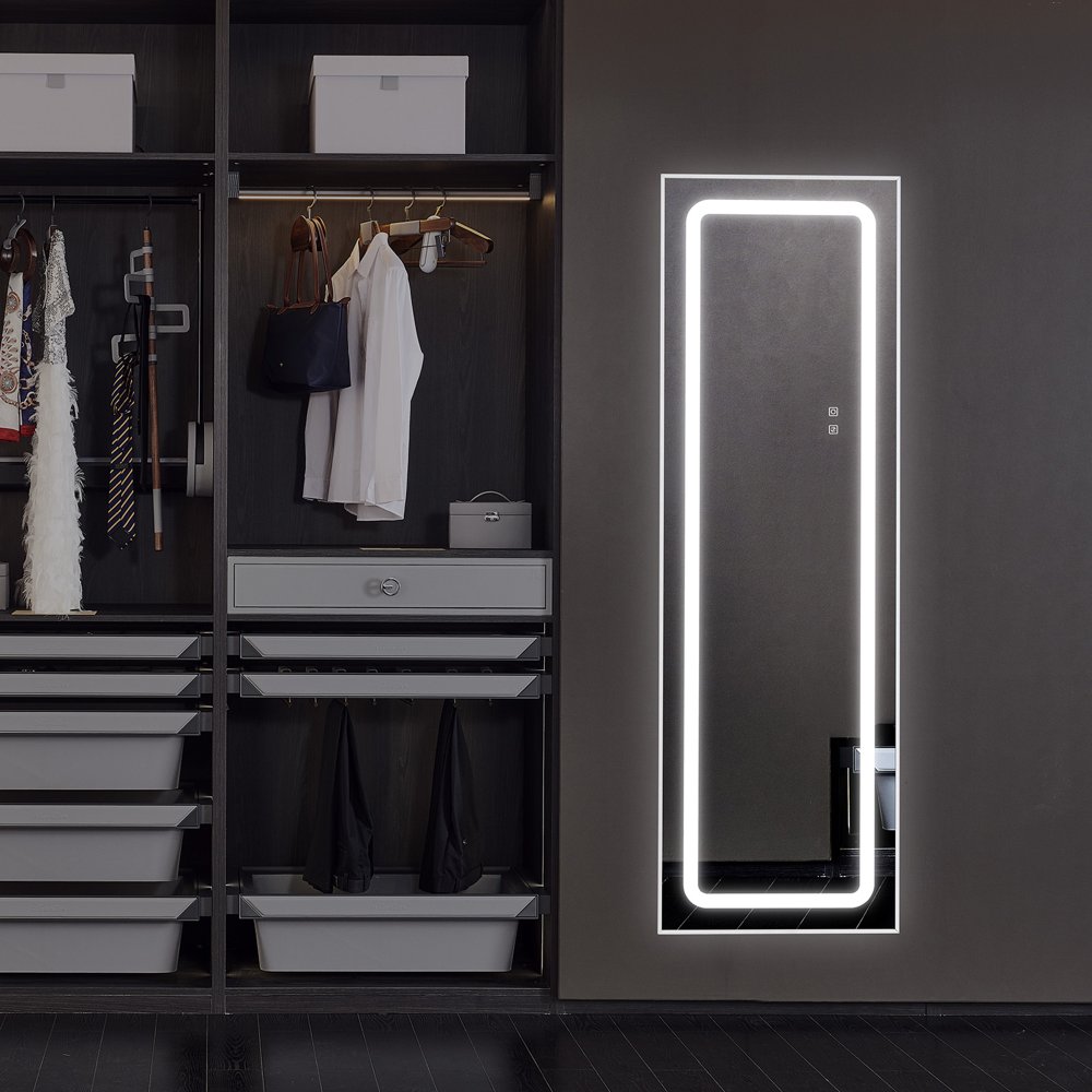 GZXS 65"x22" Full Length Standing Mirror with LED Light, Tall Wall