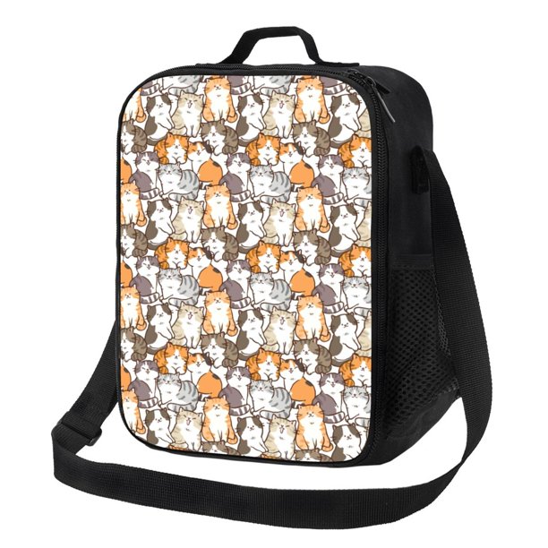 Fotbe Cartoon Cat 1 Lonchera Bolsa de Almuerzo para Hombres y Mujeres, Lonchera de Gran Capacidad, Bolsa de Almuerzo Reutilizable, Bolsa Térmica Aislante