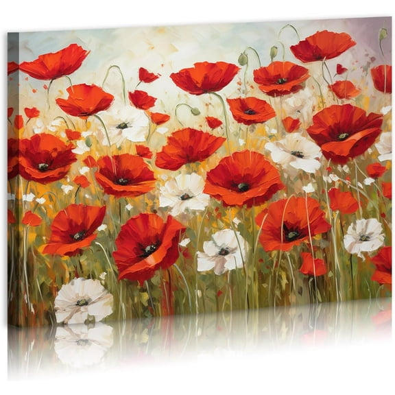 AatoeaX Flower Wall Art Red Floral Canvas Wall Art Flower Pictures Wall Decor Colorful Flower Canvas Painting Modern Artwork for Living room Bedroom Bathroom