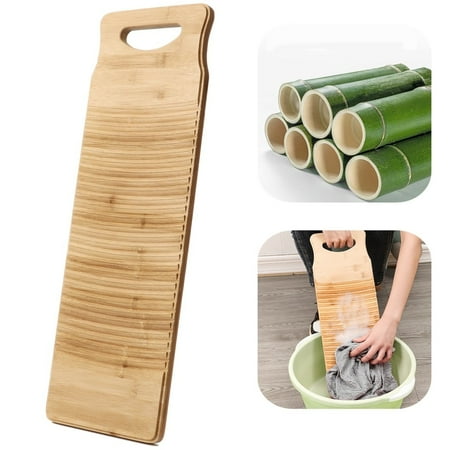 Natural Bamboo Washboard for Laundry, Bamboo Hand Washing Board, Thickened Anti-slip Scrubbing Washboard for Small Washing Jobs, Hanging Design Washboard Practical Household Tool