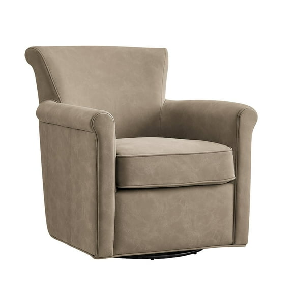Comfort Pointe Winton Willow Taupe Faux Leather Swivel Accent Chair