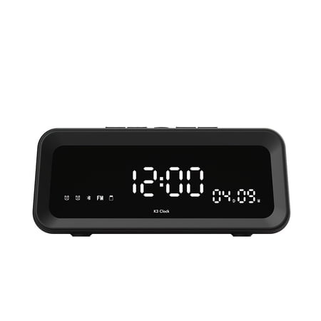 Portable Wireless Speaker & Alarm Clock with Heavy Bass, 40H Battery, HD Hands-Free Calls, Phone Holder & TF Card Player, Dual Mode (Speaker/Alarm) for Home/Office, Black/White