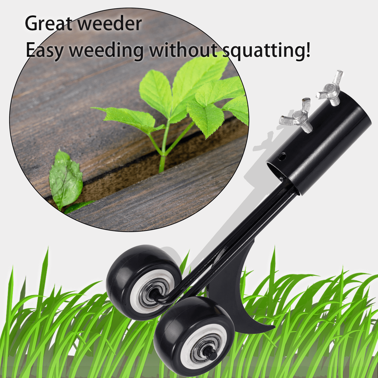 Weed Puller Tool, Crevice Weeding Tools with Wheels, Stand up Weeding