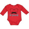 thumbnail image 3 of Inktastic Be Yourself, Glasses, Mustache - Black Blue Boys or Girls Long Sleeve Baby Bodysuit, 3 of 5