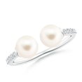 thumbnail image 1 of Angara Two Stone Freshwater Cultured Pearl Open Stackable Ring in 14K White Gold for Women (Ring Size = 9), 1 of 9