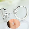 thumbnail image 2 of UDIYO Women Fashion Rhinestone Inlaid Butterfly Huggie Earrings Party Jewelry Gift, 2 of 7