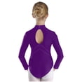 thumbnail image 2 of Yartina Kids Girls Rhinestones Mock Neck Figure Ice Skating Ballet Dance Leotard Bodysuit Long Sleeve Purple 16, 2 of 7