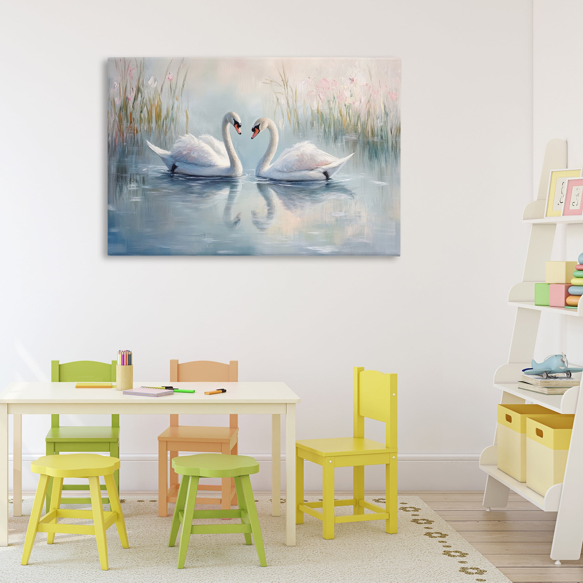 Stupell Industries Simple Swan Reflections Canvas Wall Art, design by Petal Prints Design