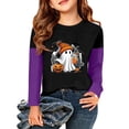 thumbnail image 3 of Halloween Shirts for Girls Size 7-8 Long Sleeve Novelty Cartoon Pumpkin Ghost Bat T-Shirt Party Girls Fashion Crew Neck Tee Tops Multicolor 5-6 Years, 3 of 8