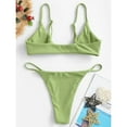 thumbnail image 3 of Qiylii Summer Ladies Split Bikini Set, Adults Women Simple Style Solid Color Ring Decoration Bikini Backless Swimsuit Swimwear, 3 of 5