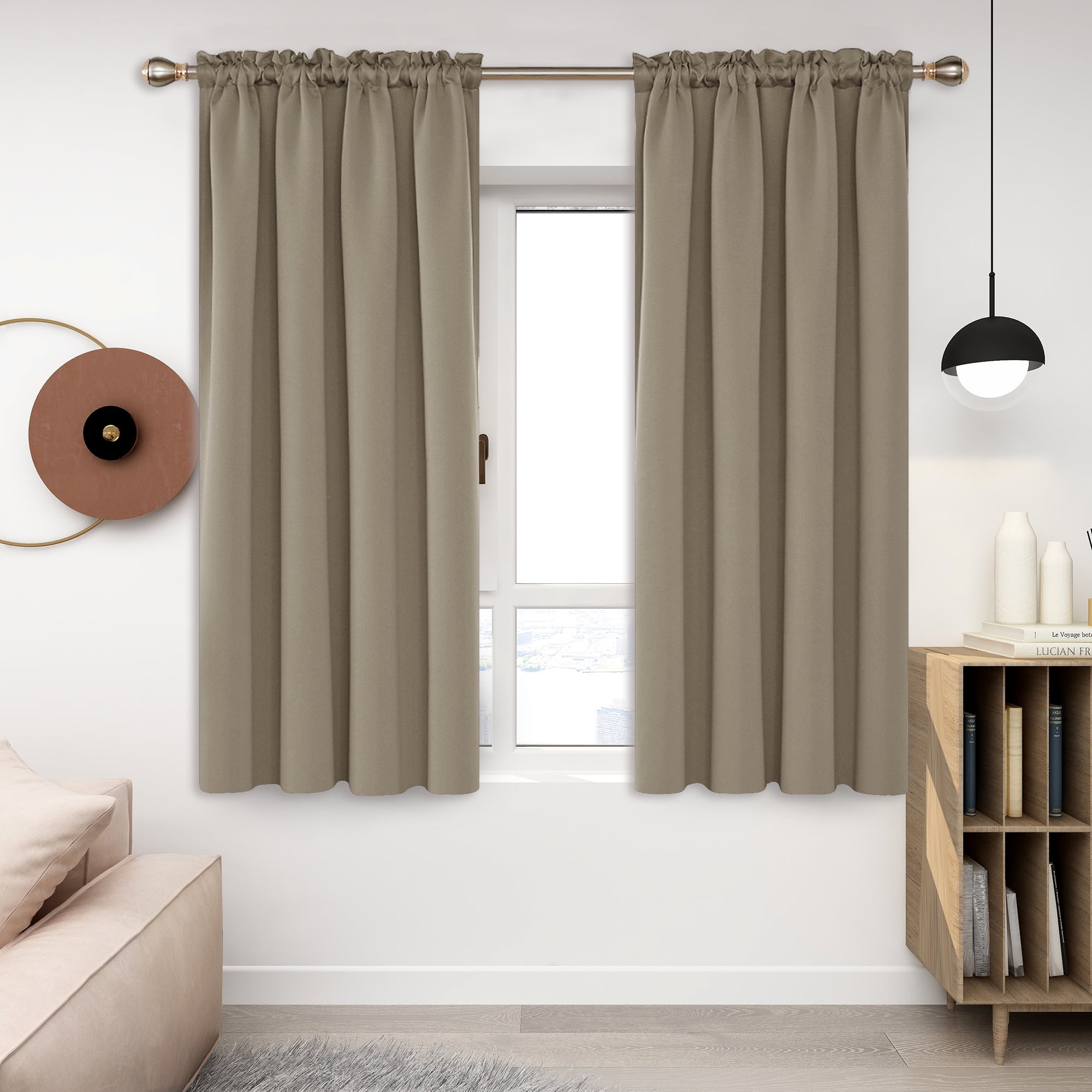 Cream Premium Modern Pair Fully Lined Ring Top Curtain Drapes Machine Washable 
