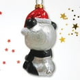 thumbnail image 3 of Cute Panda with Santa Hat and Gift Blown Glass Christmas Ornament, 3 of 5