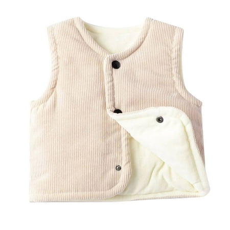 

Toimothcn Jackets For Toddler Child Simple Solid Color Patchwork Sleeveless Vest Warm Thickened Fleeced Casual Outwear With Pockets Buttons Up V Neck Loose Fit Childrens Dailywear