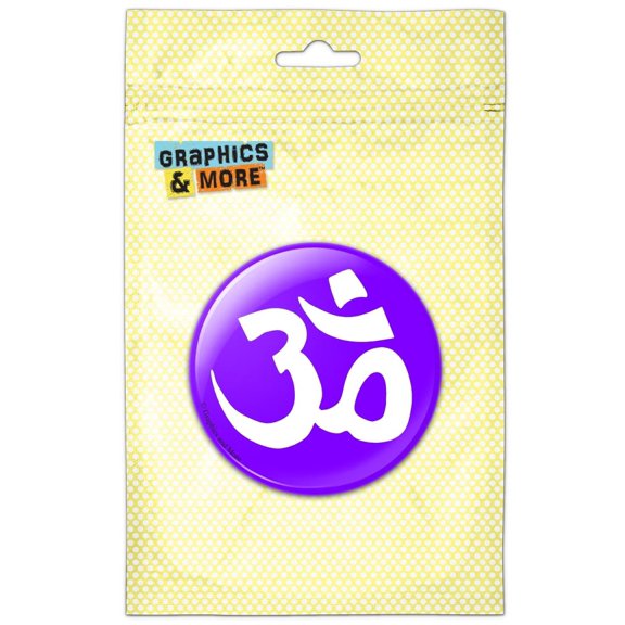 Om Aum Yoga White on Purple Pinback Button Pin Badge