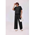 thumbnail image 6 of Pinspark 2 Piece Sets for Women Soft Short Sleeve Tracksuit Wide Leg Pants Lounge Matching Set Travel Summer Outfits, 6 of 8
