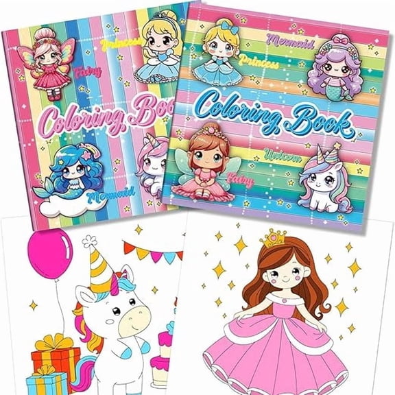 Kalysky 2‑Pack Princess Coloring Books for Girls 3–8, 64 Designs, Screen‑Free Travel Activity Gift to Cultivate Style & Hands‑On Skills