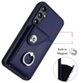 thumbnail image 4 of Wallet Case Compatible for Samsung Galaxy S23 FE with Card Holder, Rotation Finger Ring Kickstand Card Slots Case, Classic PU Leather Shockproof Magnetic Button Cover for Galaxy S23 FE, Blue, 4 of 7