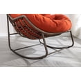 thumbnail image 3 of Ergonomic Papasan Chair, Outdoor Rattan Rocking Chair with Thick Round Cushion and Steel Frame, Egg Recliner Chairs for Front Porch, Living Room, Patio, Garden,  Orange, 3 of 7