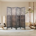 thumbnail image 2 of 4 Panel Room Dividers, 6FT Tall Folding Privacy Screens Room Dividers, Carved Wood Room Divider Wall Freestanding Room Partitions, Foldable Room Dividers Screen for Home Office Restaurant Bedroom, 2 of 8