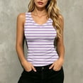 thumbnail image 2 of Admvng Women's Striped Ribbed Tank Top V Neck Slim Fit Stretch Sleeveless Casual Summer Camisole Blouse, 2 of 7