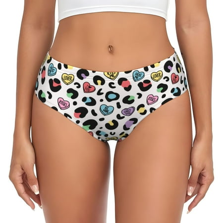 Womens Underwear  leopard colorful love Hearts No Show Seamless Underwear  Soft Comfy Stretch Panties  Hipster Ladies Panties Bikini Underwear Briefs