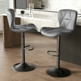 thumbnail image 4 of Hawsaiy Modern Bar Stools Set of 2, Adjustable Faux Leather Upholstered Swivel Bar Stools, Counter Height Bar Chairs with Back for Kitchen Island, Smoke Gray, 4 of 10
