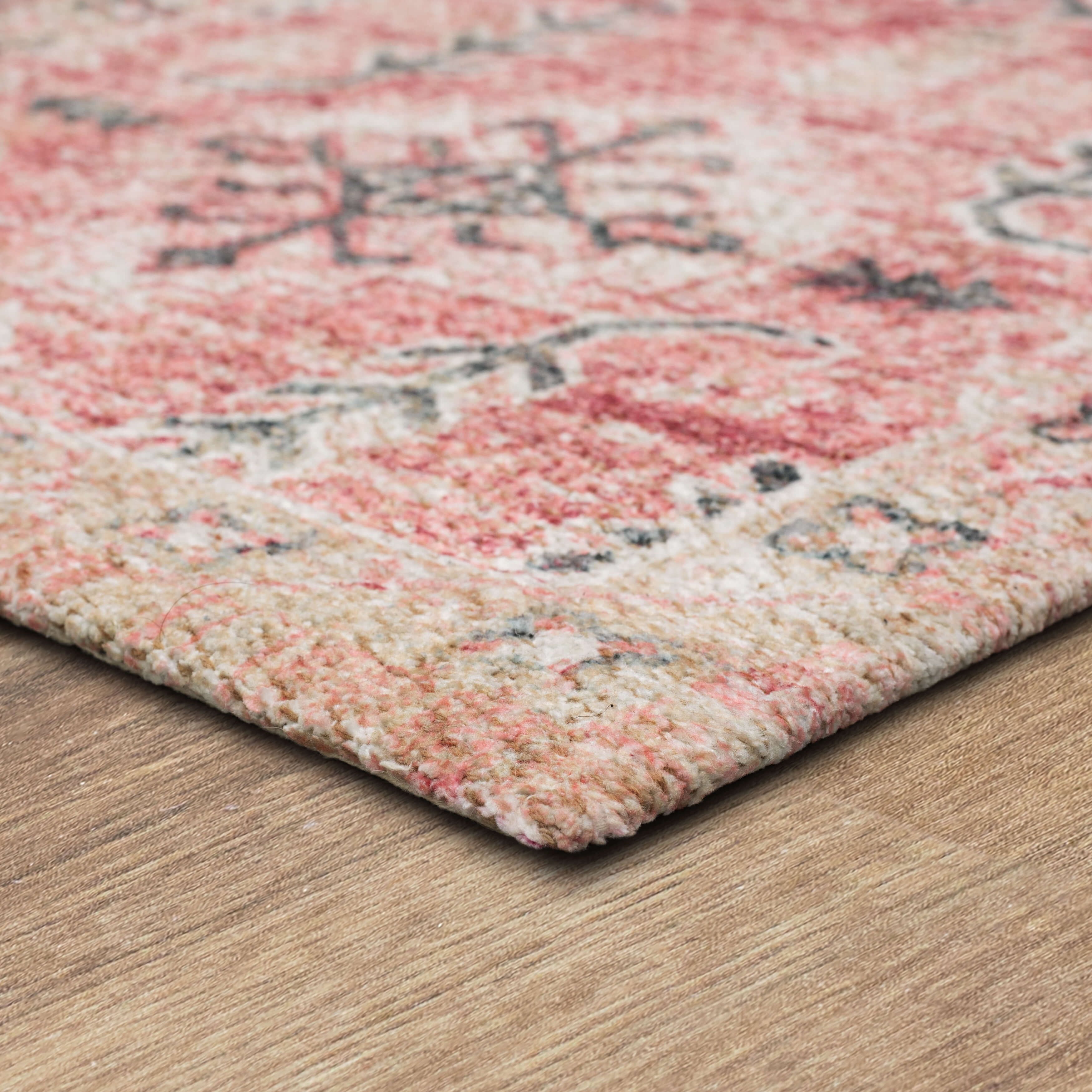 Mainstays Zula Indoor Runner Rug, Pink, 2 ft 6 in x 7 ft, Low Pile, Stain- and Fade-Resistant Polyester