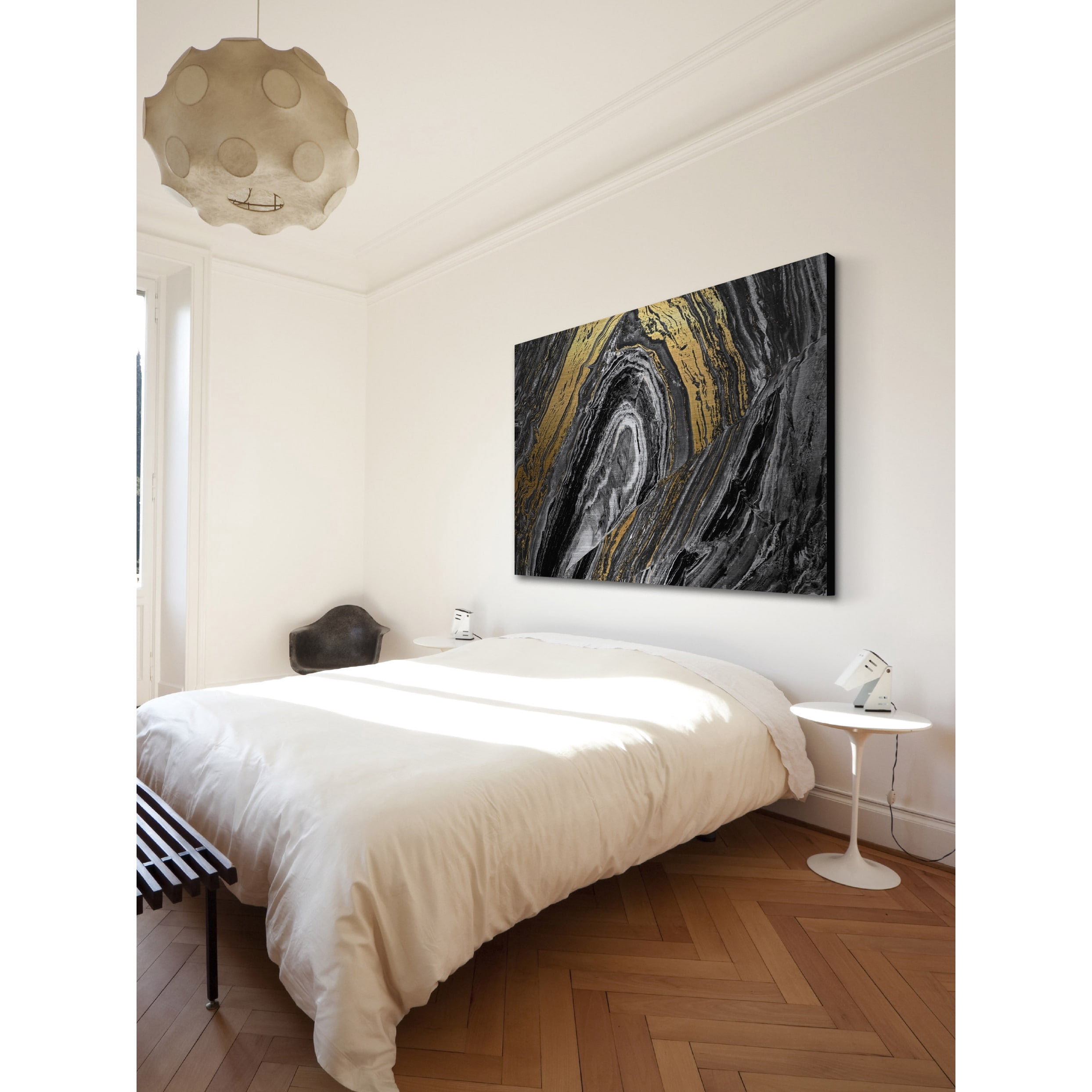 Marmont Hill - "Gold Brushstrokes" Painting Print on Brushed Aluminum