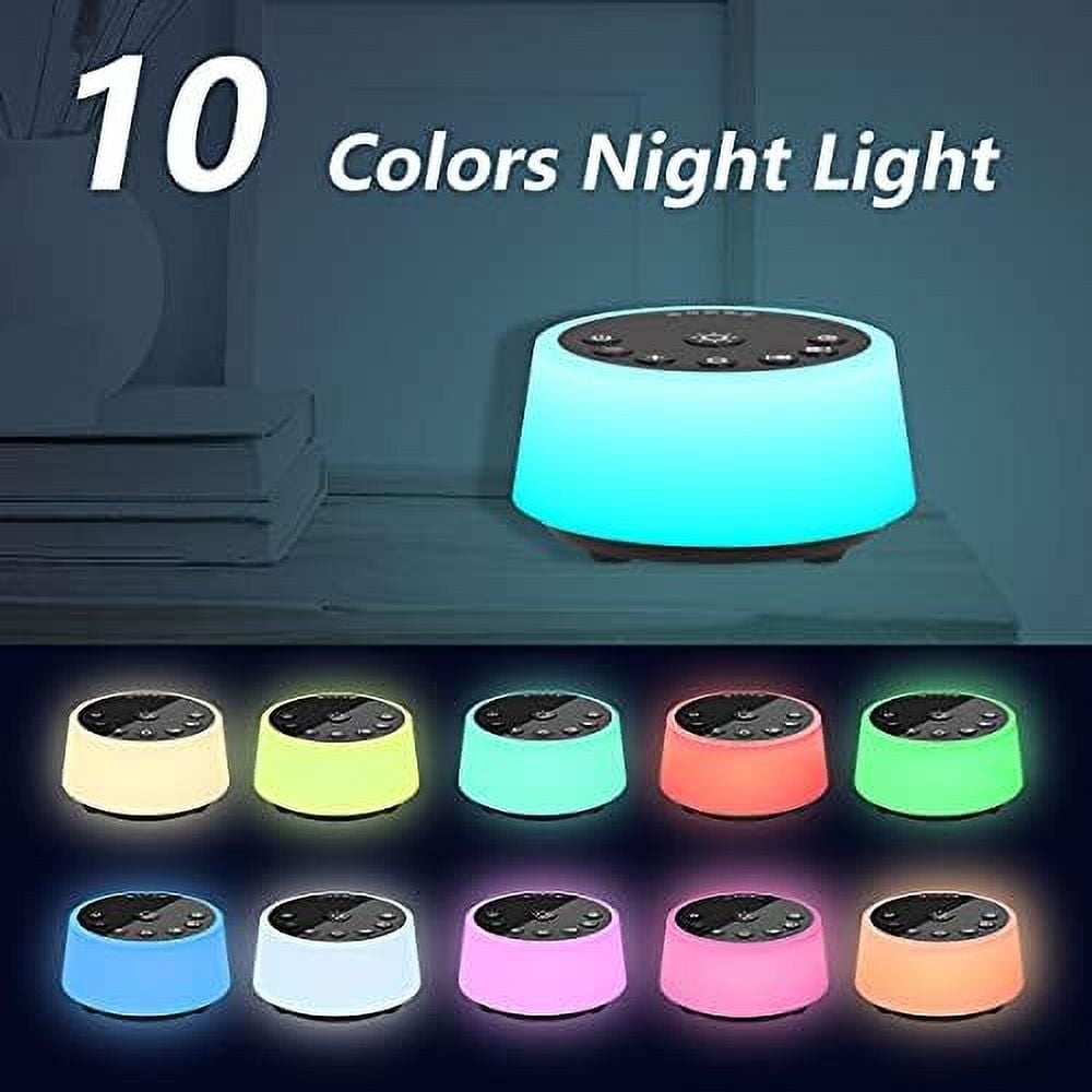 Sound Machines with 10 Colors Night Light 25 Soothing Sounds and Sleep White Noise Machine 32 Volume Levels 5 Timers Adjustable Brightness Memory Function for Adults Kids Baby Black