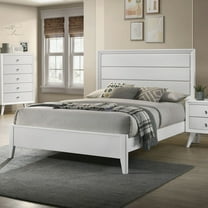 Contemporary Clean White Finish Classic 1pc Cal King Size Bed Angled Wooden Legs Bedroom Furniture