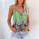 thumbnail image 1 of ICHUANYI Clearance Fashion Women Summer Print Zipper Sleeveless V-Neck Shirt Vest Camis Blouse Tops(Green, S) ICHUANYI WER2023081201981, 1 of 5