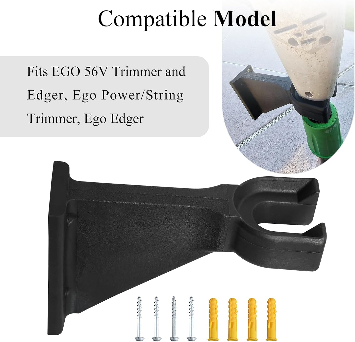 JJEAN-Premium Heavy-Duty Wall Hanging Holder for Garden Power Tools, Garage Storage Organizer, Storage Hooks for Trimmer, Holds up to 250lbs, Fits EGO 56V Trimmer and Edger, Ego Power/Edger(2Pcs/4-Ho