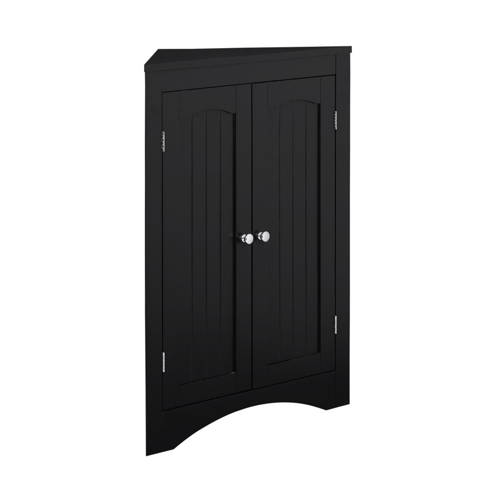 Hassch Corner Bathroom Storage Cabinet, Triangle Freestanding Floor Storage Cabinet with Adjustable Shelves and 2 Doors for Bathroom, Kitchen, Living Room or Bedroom (Espresso)