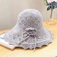 thumbnail image 5 of Nfurl Straw Hats for Women Beach Summer Sun Hats UV Protection Wide Brim Woven Straw Hats with Bow for Vacation Travel,Gray, 5 of 6