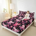 thumbnail image 5 of Feelyou Kawaii Pink Bat Twin Sheet Sets for Kids, Magic Romantic Animal Twin Fitted Sheet, Cartoon Stars Print Flat Sheet, Microfiber Bedroom Decor, 3pcs, 5 of 8