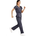 thumbnail image 1 of Minty Mint, Women's, V Neck Solid Stretch Medical Scrub Set, Gray, XS, 1 of 1