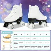 EONROACOO Teen Kids Skates with Light up Wheels, White Roller Skates for Girls Boys(Youth 3)