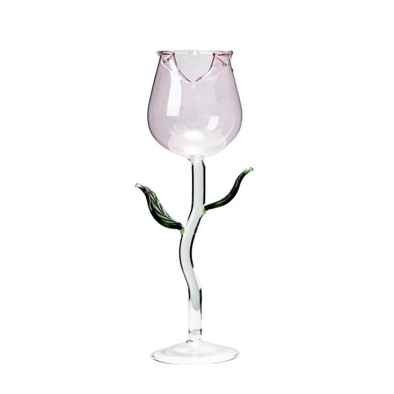 1Pcs Rose Glass, Flower Glass, Clear Rose Goblet Glasses, Stem Champagne Flutes Drinkware for Christmas Gift, Wedding, Party, Dinner, Birthday,Mother's Day